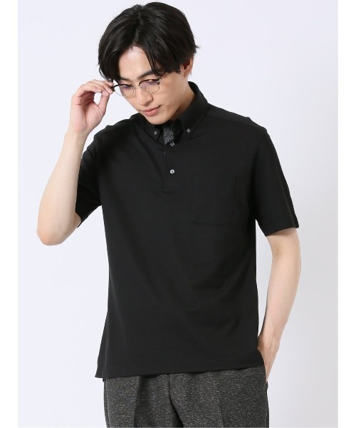 renoma 半袖ポロシャツ　黒 renoma（レノマ） ポロシャツ 半袖 ビズポロ ポロシャツ メンズ 半袖