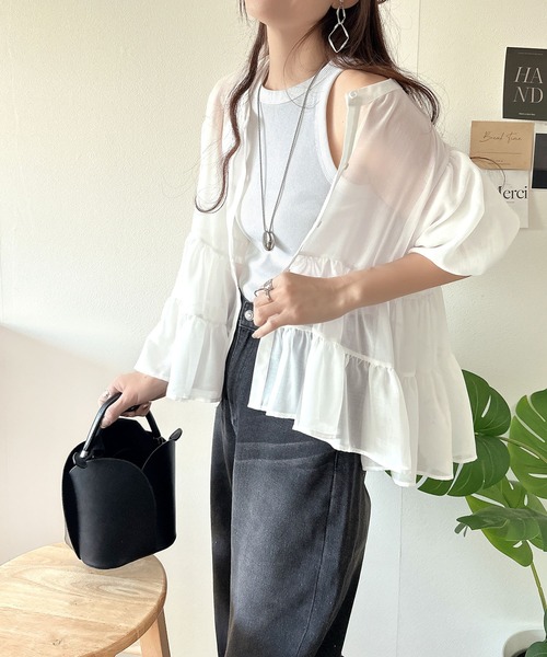 「classicalelf」 半袖ブラウス LARGE チャコール レディース_画像6