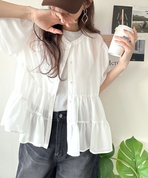 「classicalelf」 半袖ブラウス LARGE チャコール レディース_画像8