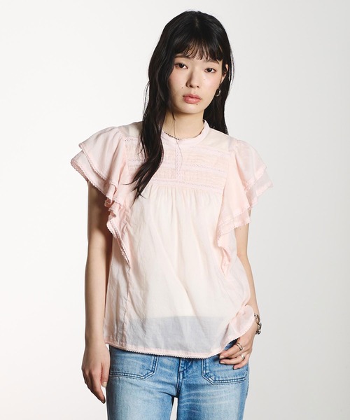 ROSE BUD（ローズバッド） ブラウス シャツ 半袖 SLEEVE FRILL BLOUSE