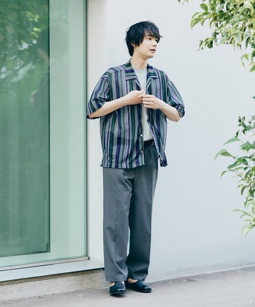 「JOURNAL STANDARD」 半袖シャツ MEDIUM ブラウン メンズ_画像5