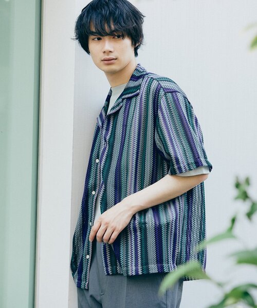 「JOURNAL STANDARD」 半袖シャツ MEDIUM ブラウン メンズ_画像7