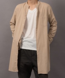MGV（エムジーヴィー） シャツ ロング丈綿麻バンドカラーシャツ メンズ