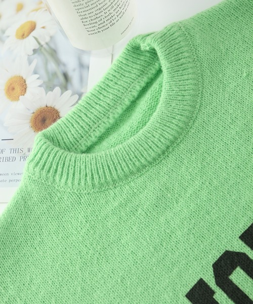 MAISON DE THERESE ニット セーター ANOTHERロゴ入り クルー