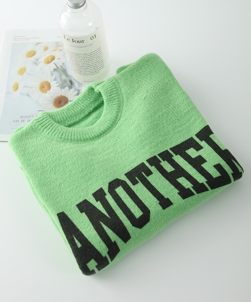 MAISON DE THERESE ニット セーター ANOTHERロゴ入り クルー