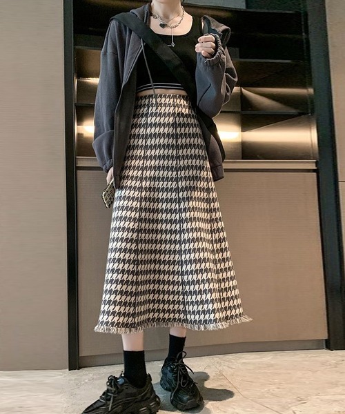 MAISON DE THERESE（メゾン ド テレーズ） スカート 千鳥格子柄ニット