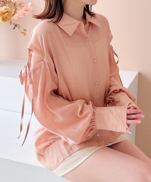 トップス tt Heather（ヘザー） シャツ ブラウス AZATO肩リボンシャツ 194254