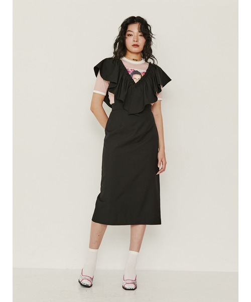 PAMEO POSE」 ノースリーブワンピース MEDIUM ブラック レディース 