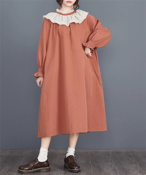 Dream garden（ドリームガーデン） ワンピース 配色フリルロング