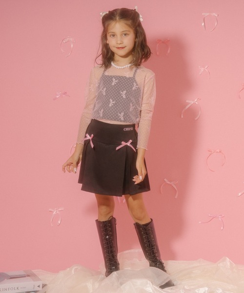 【日本製】ドットリボン半袖カットソー【アンプリ】 URBAN CHERRY tシャツ 「CHIPIE/シピ」ドットリボンレース