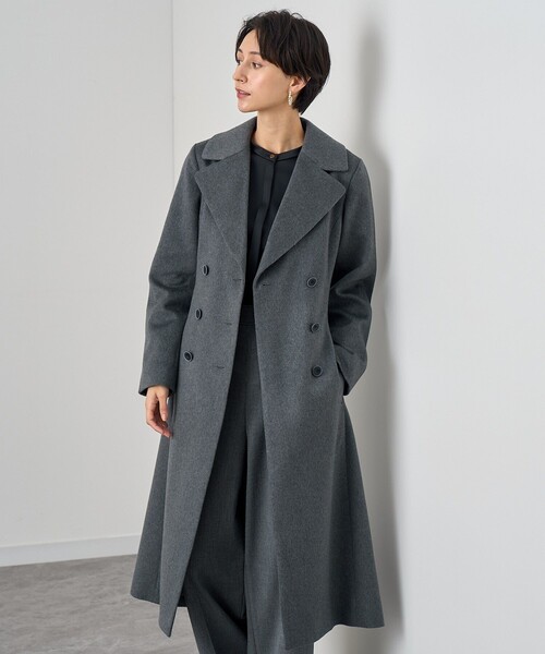 アナイANAYI★撥水 トレンチコート ダブル カシミヤウール ライナー付 花柄 ANAYI（アナイ） コート アウター カシミヤドレストレンチコート