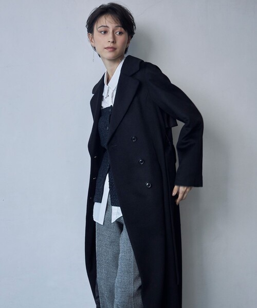 美品✨アナイ ANAYI フォックスファー付 カシミヤミドルコート ブラック ANAYI（アナイ） コート アウター カシミヤドレストレンチコート