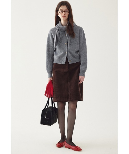 カーディガン スカーフ付き ウールニットカーディガン FD24S307「Fano