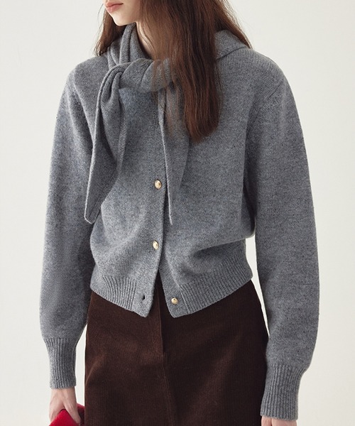 カーディガン スカーフ付き ウールニットカーディガン FD24S307「Fano