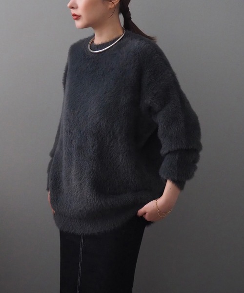 ニット セーター crew neck shaggy knit /クルーネックシャギー