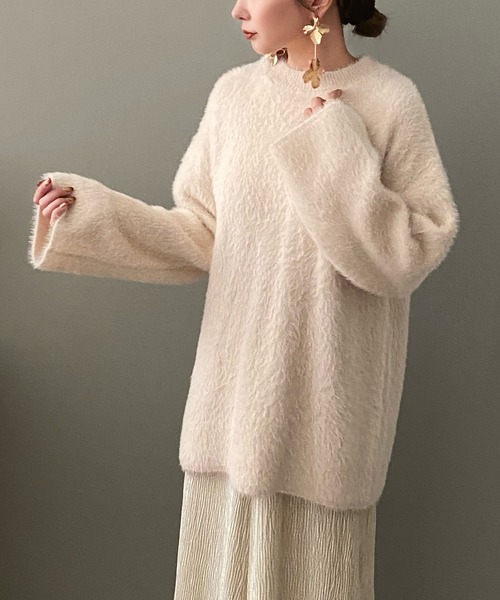 ニット セーター crew neck shaggy knit /クルーネックシャギー