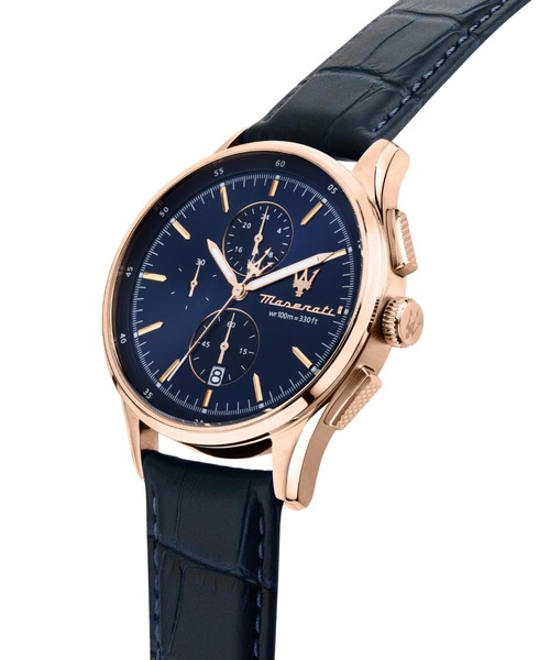 腕時計 「Maserati/マセラティ」ソルパッソ - 42ｍｍ クロノ ブルー ダイヤル ブルー レザー メンズの画像