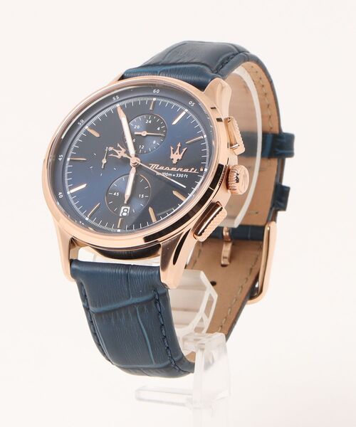 腕時計 「Maserati/マセラティ」ソルパッソ - 42ｍｍ クロノ ブルー ダイヤル ブルー レザー メンズの画像