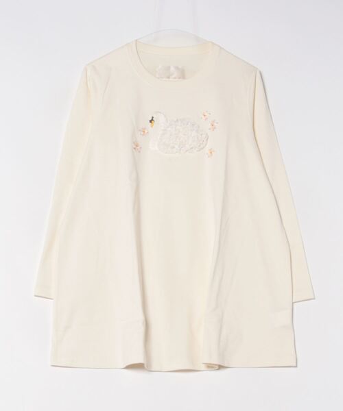 tシャツ SWAN LAKE刺繍カットソー レディース