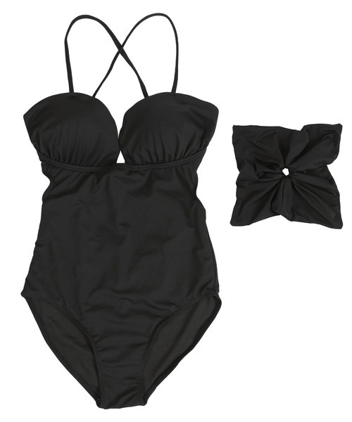 SEA DRESS（シードレス） 水着 シュシュ付バッククロスワンピース/水着