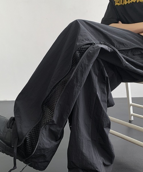 link lot パンツ サイド メッシュジップアップナイロンパンツ メンズ