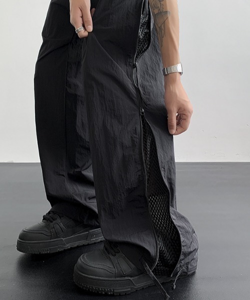 パンツ lot link lot パンツ サイド メッシュジップアップナイロンパンツ メンズ