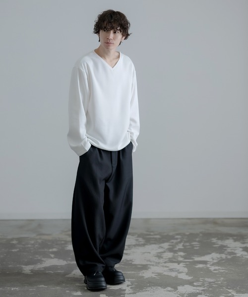improves tシャツ 裾ドローコード Vネック ロンT メンズ