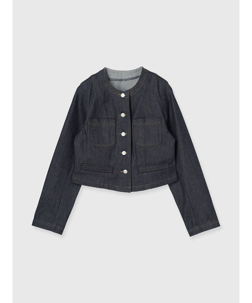 ノーカラーデニムジャケット anuans anuans｜ノーカラーデニムジャケット | Rakuten Fashion(楽天
