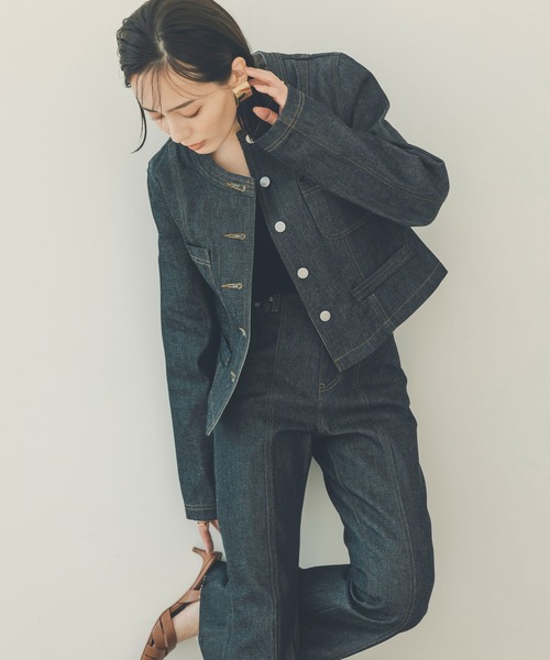 ánuans ノーカラーデニムジャケット anuans｜ノーカラーデニムジャケット | Rakuten Fashion(楽天