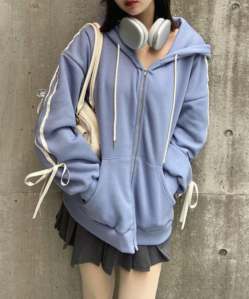 パーカー リボンスウェットパーカー レディース