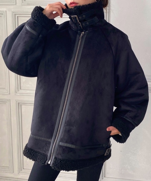 「moment+」 ジップアップブルゾン M ブラック レディース_画像8