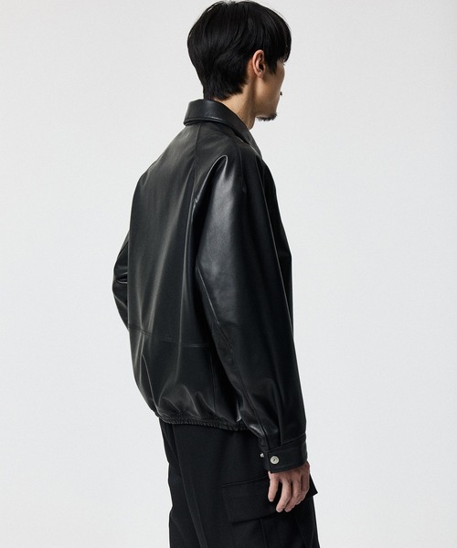 STUDIOUS 黒 レザージャケット STUDIOUS ブルゾン アウター LAMB LEATHER BLOUSON メンズ
