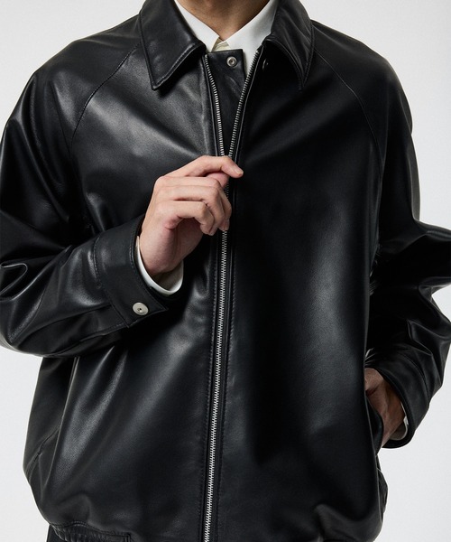 STUDIOUS 黒 レザージャケット STUDIOUS ブルゾン アウター LAMB LEATHER BLOUSON メンズ