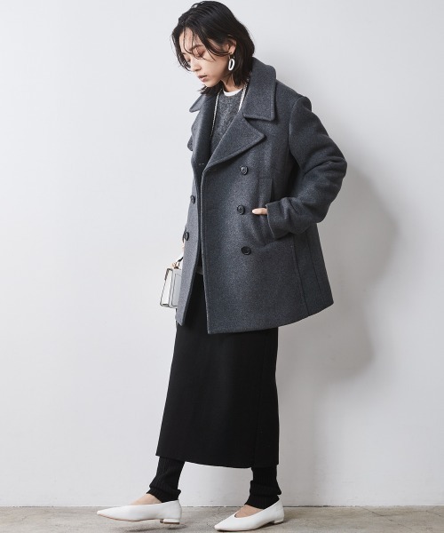 「CHIC STYLE」 ピーコート M グレー レディース_画像2