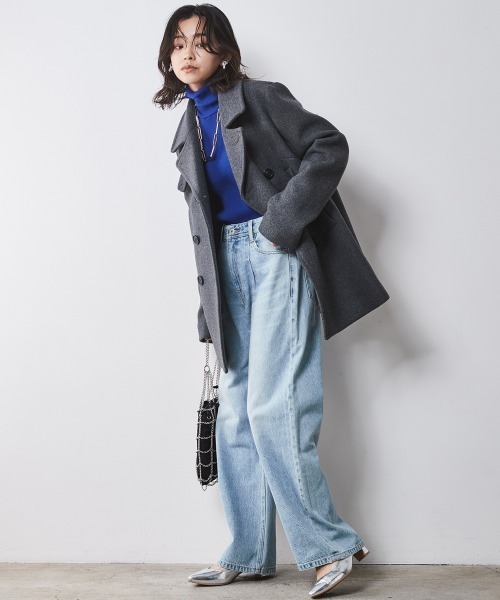 「CHIC STYLE」 ピーコート M グレー レディース_画像3