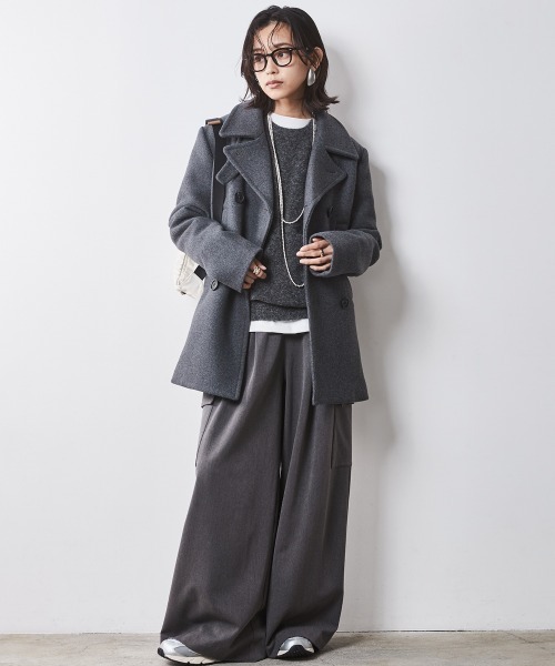 「CHIC STYLE」 ピーコート M グレー レディース_画像9