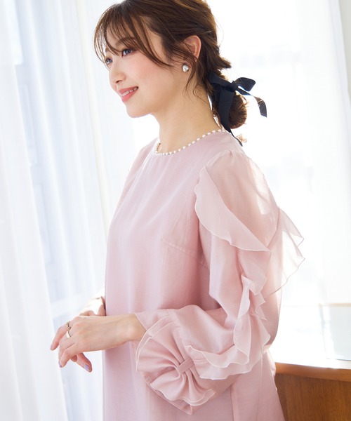 ローズティアラ リボン袖ブラウス Rose Tiara（ローズティアラ） ブラウス シャツ 夏 フリルリボン袖