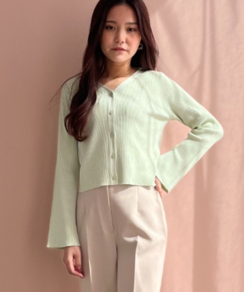 【WEB限定】ミッシュマッシュ MISCH MASCH 2025春夏新作 フレアスリーブVネックカーディガン/MM558401 （IVORY） WEB限定】ミッシュマッシュ MISCH MASCH 2025春夏新作 フレア