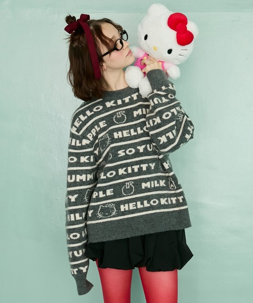 「forksy.」 「HELLO KITTY」長袖ニット FREE グレー レディース_画像2