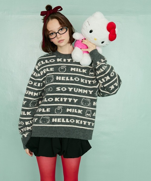 「forksy.」 「HELLO KITTY」長袖ニット FREE グレー レディース_画像3