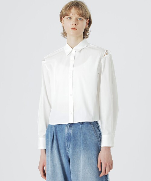 ブラウス シャツ ショルダーカットアウトシャツ レディース