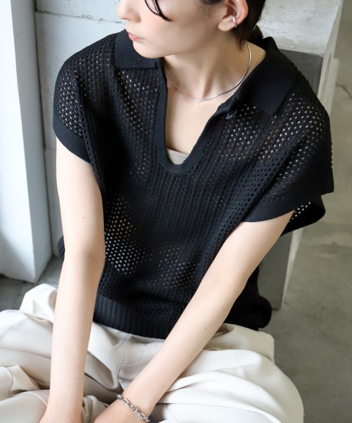 select MOCA ニット セーター ドロップオープンメッシュニット