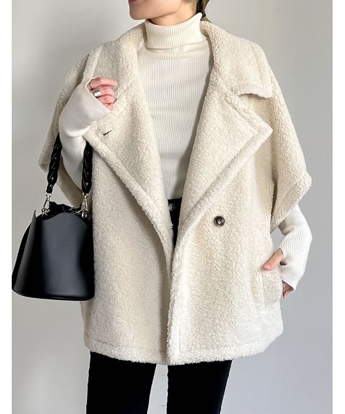 「Re:EDIT」 ステンカラーコート MEDIUM アイボリー レディース_画像2