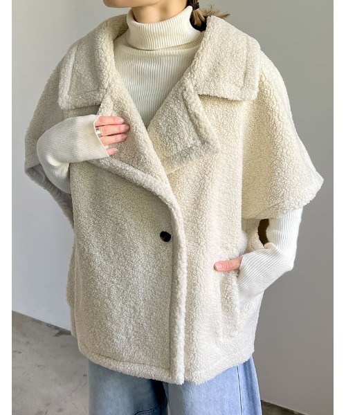 「Re:EDIT」 ステンカラーコート MEDIUM アイボリー レディース_画像3