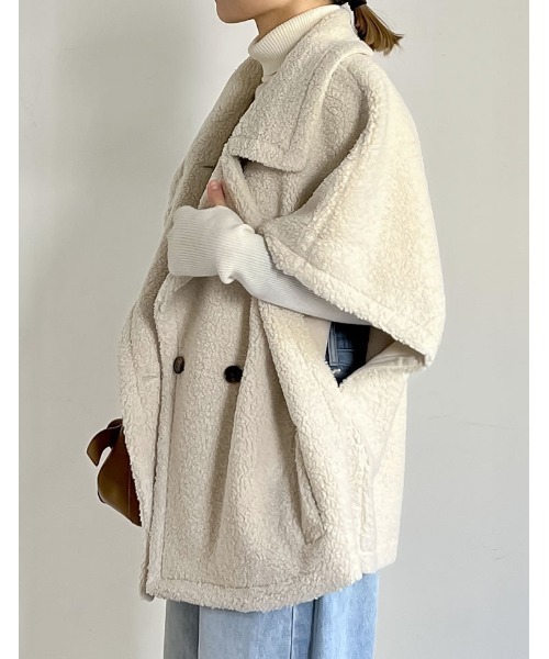 「Re:EDIT」 ステンカラーコート MEDIUM アイボリー レディース_画像4