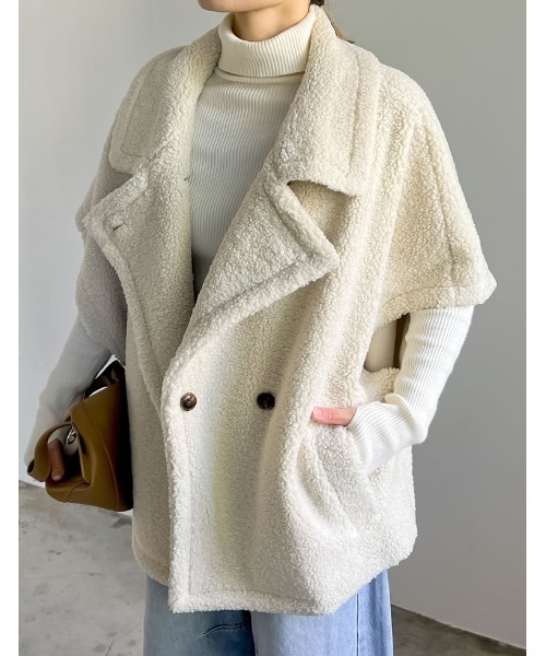 「Re:EDIT」 ステンカラーコート MEDIUM アイボリー レディース_画像7