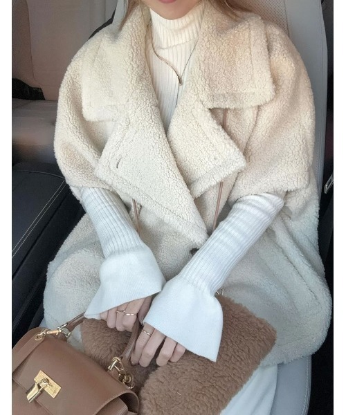 「Re:EDIT」 ステンカラーコート MEDIUM アイボリー レディース_画像8