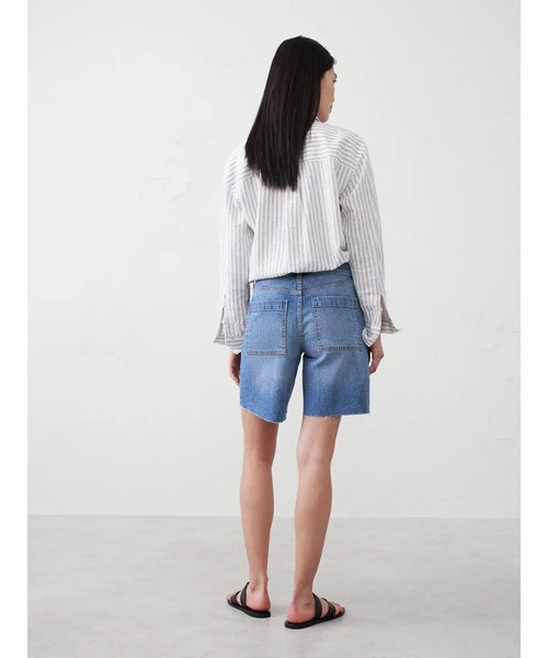 ALAIA★リブ編バンド付デニムバミューダショーツ デニムハーフパンツ とろし