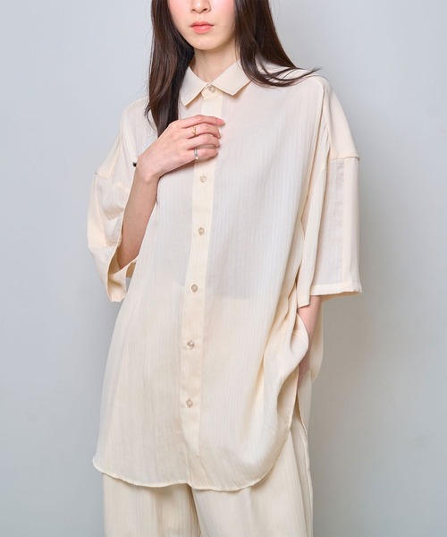シャツ 半袖 「Nora Lily」Sheer Layered Wide Shirt(UNISEX) メンズ レディース | Nora Lily | 01