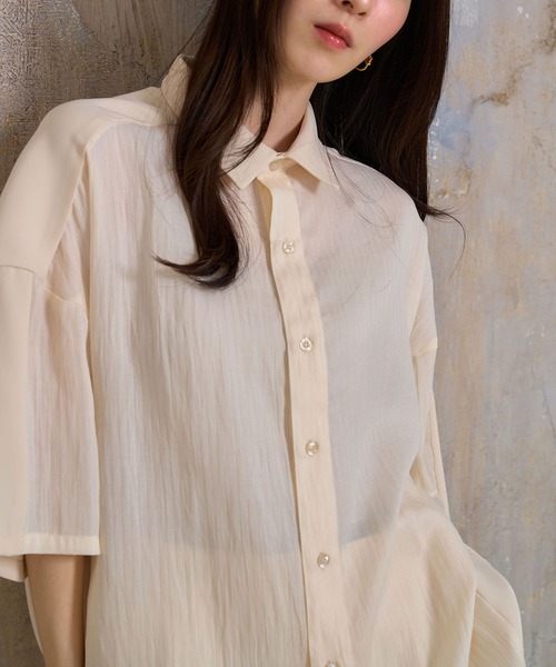 シャツ 半袖 「Nora Lily」Sheer Layered Wide Shirt(UNISEX) メンズ レディース | Nora Lily | 04